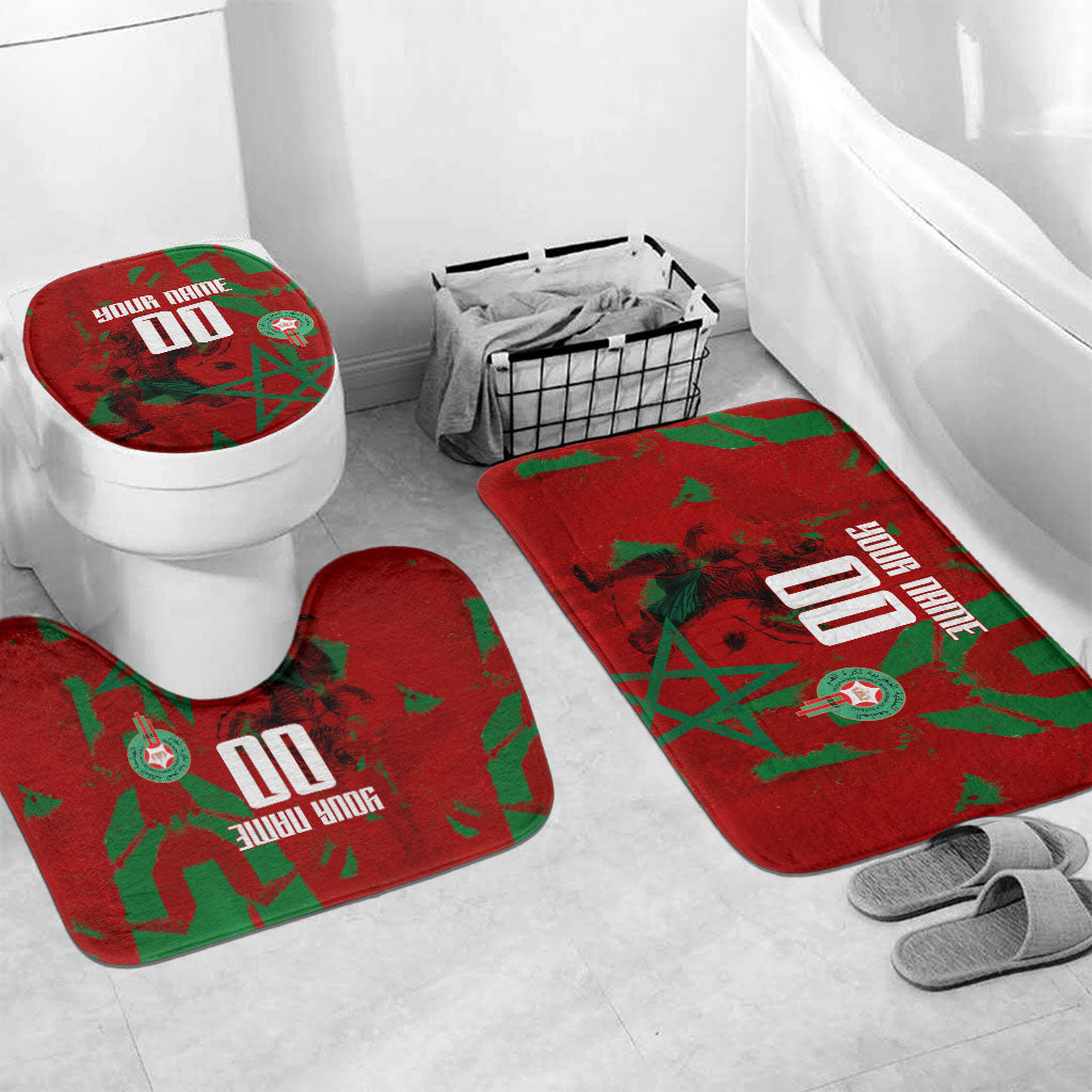 Personalized Morocco Football Bathroom Set Atlas Lion Grunge Star Mascot