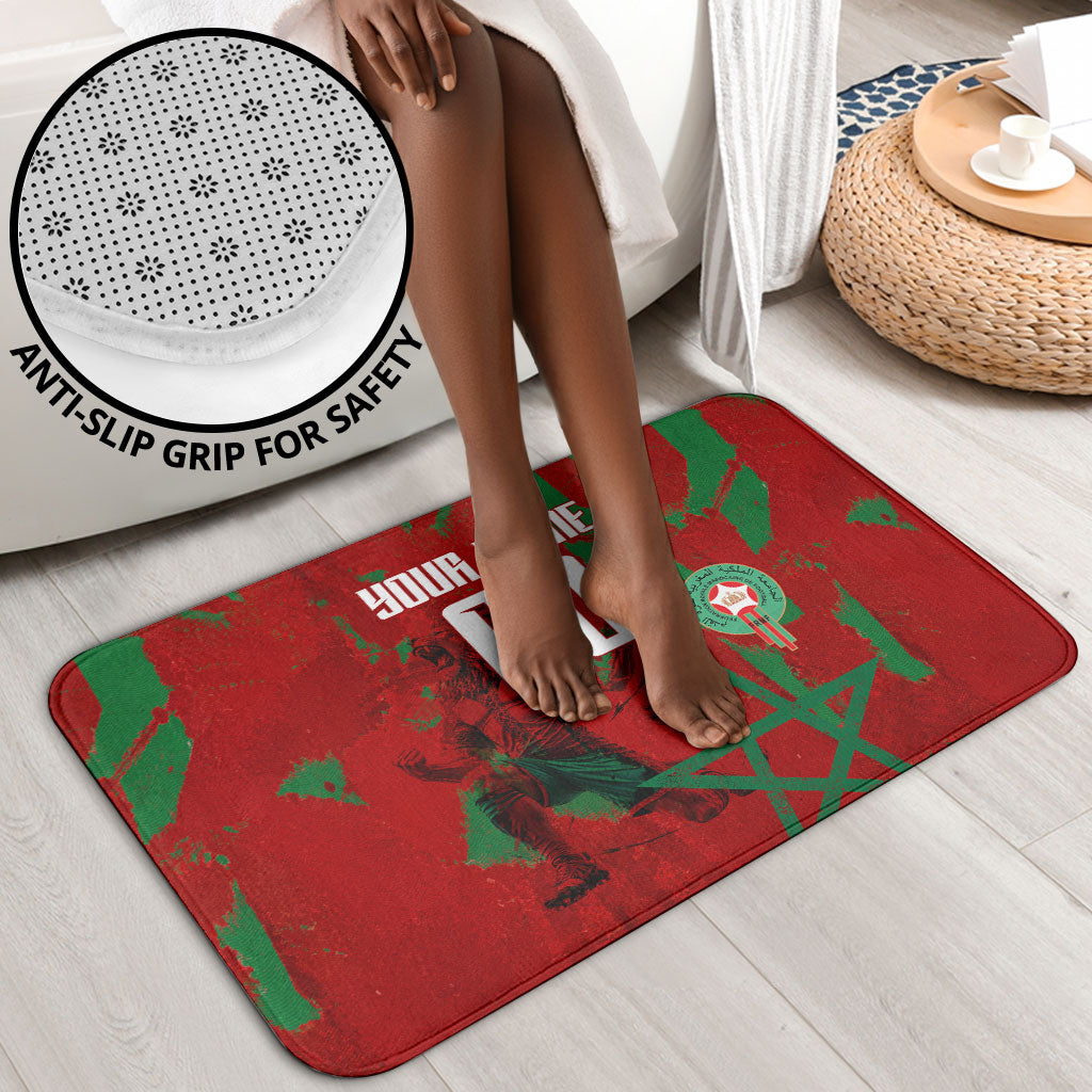 Personalized Morocco Football Bathroom Set Atlas Lion Grunge Star Mascot