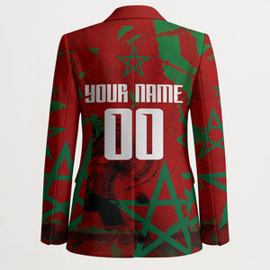 Personalized Morocco Football Blazer Atlas Lion Grunge Star Mascot