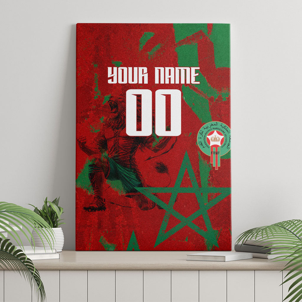 Personalized Morocco Football Canvas Wall Art Atlas Lion Grunge Star Mascot