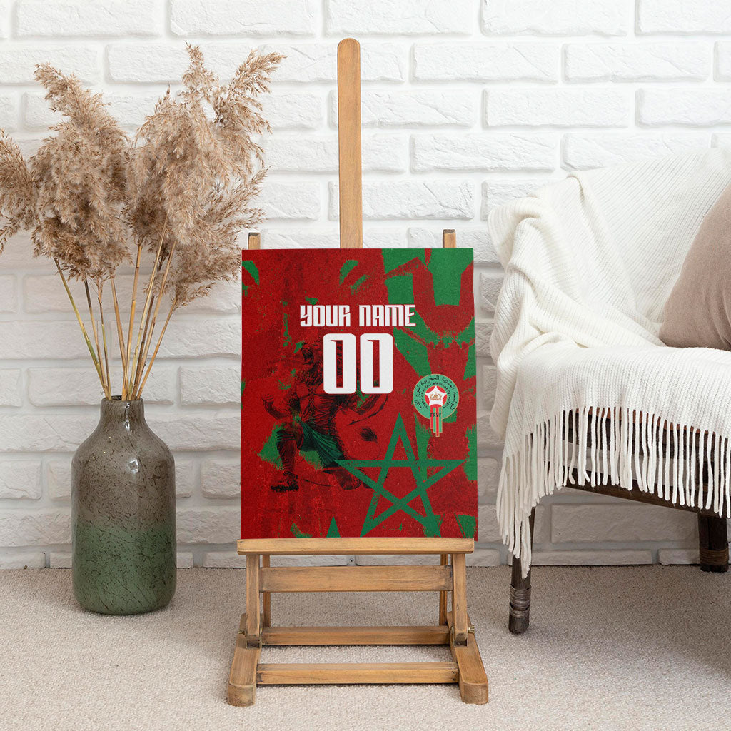 Personalized Morocco Football Canvas Wall Art Atlas Lion Grunge Star Mascot