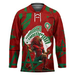Personalized Morocco Football Hockey Jersey Atlas Lion Grunge Star Mascot