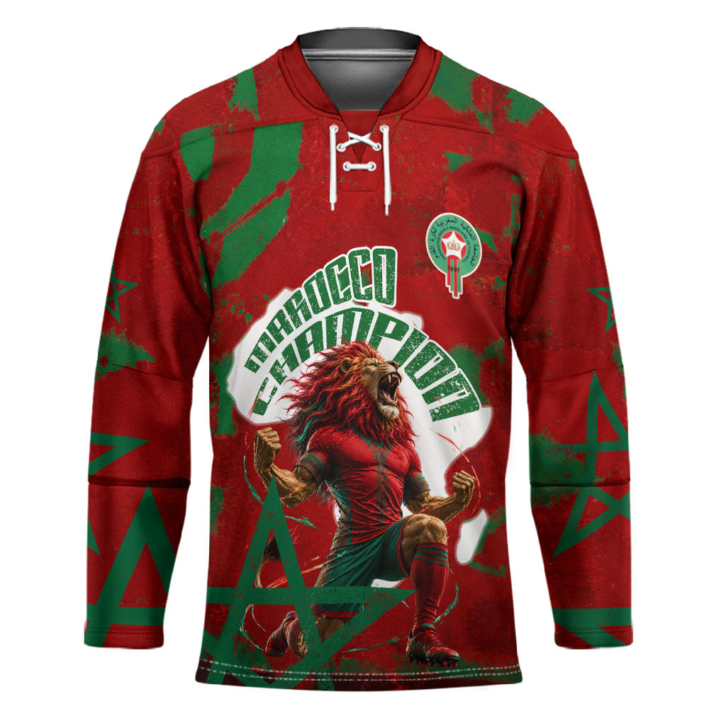 Personalized Morocco Football Hockey Jersey Atlas Lion Grunge Star Mascot