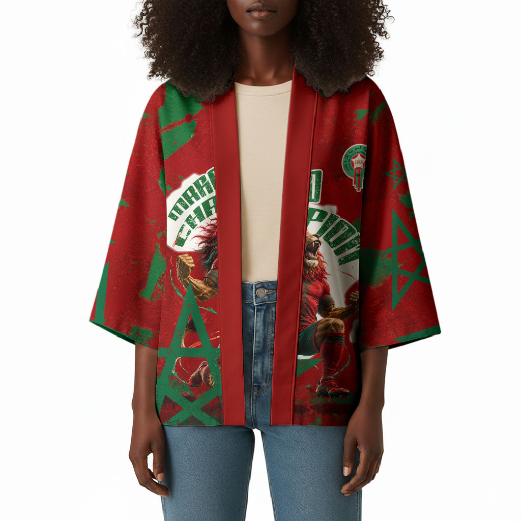 Personalized Morocco Football Kimono Atlas Lion Grunge Star Mascot