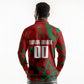 Personalized Morocco Football Long Sleeve Polo Shirt Atlas Lion Grunge Star Mascot