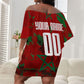 Personalized Morocco Football Off Shoulder Short Dress Atlas Lion Grunge Star Mascot