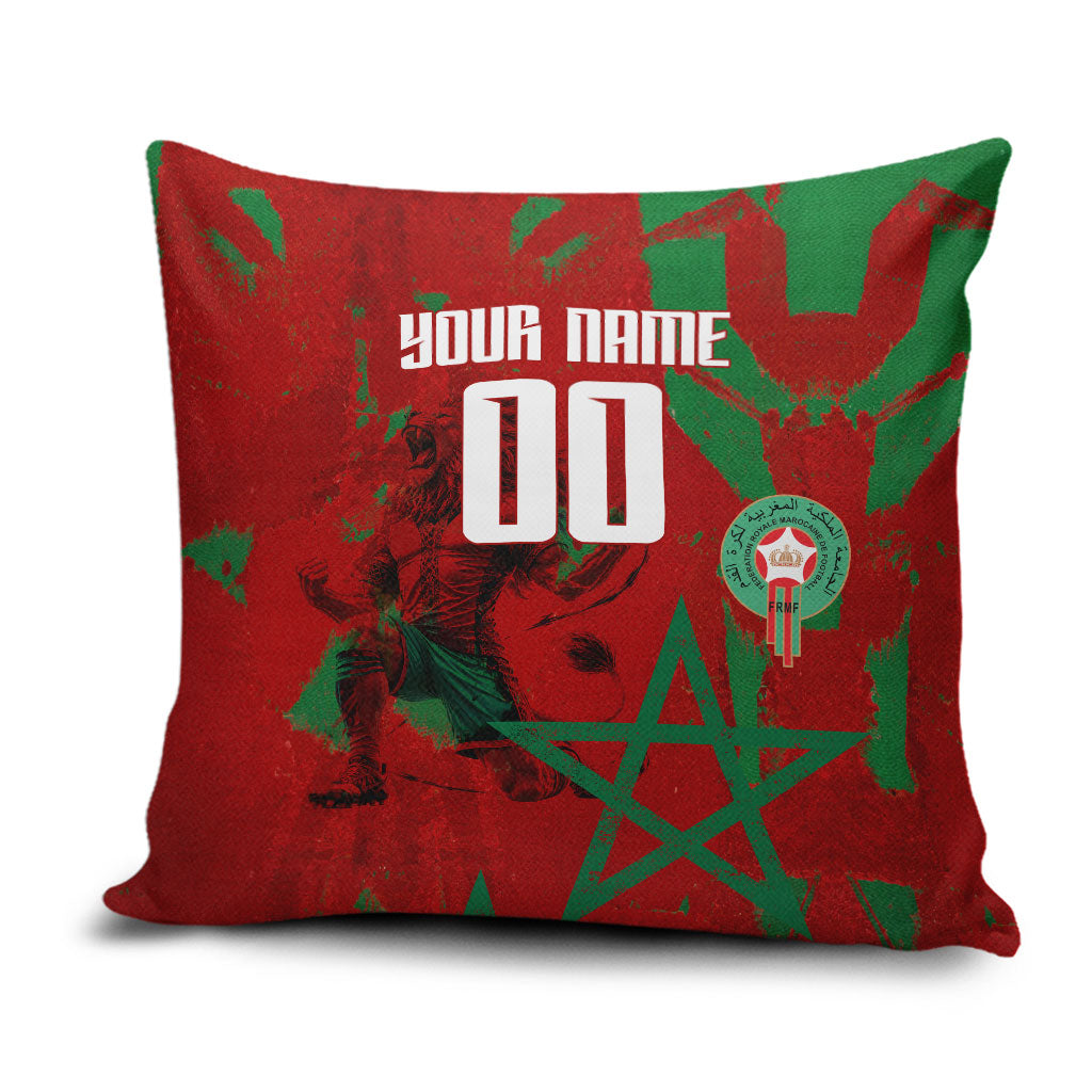 Personalized Morocco Football Pillow Cover Atlas Lion Grunge Star Mascot