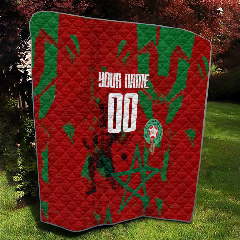 Personalized Morocco Football Quilt Atlas Lion Grunge Star Mascot