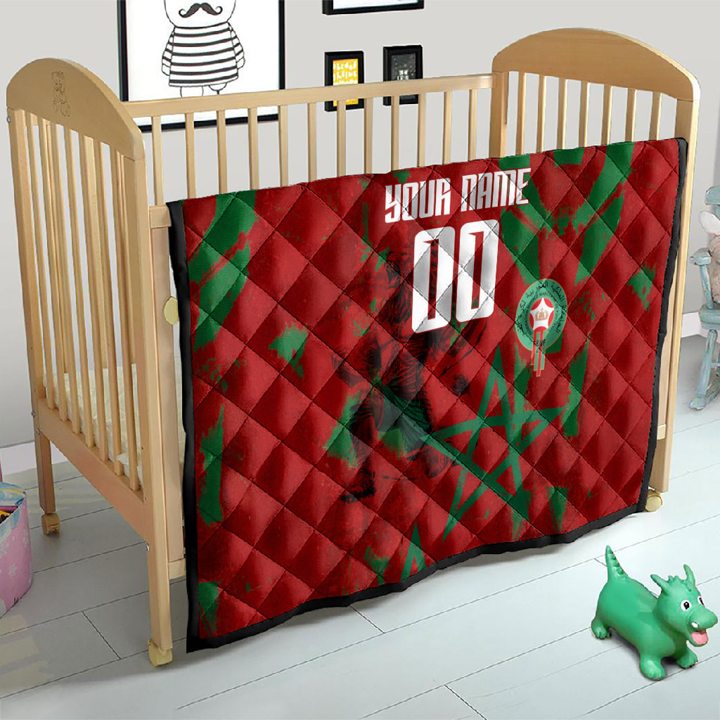 Personalized Morocco Football Quilt Atlas Lion Grunge Star Mascot