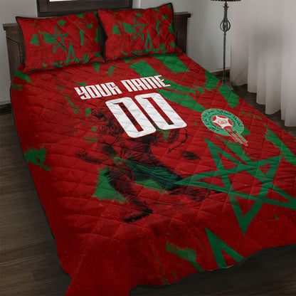 Personalized Morocco Football Quilt Bed Set Atlas Lion Grunge Star Mascot