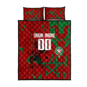 Personalized Morocco Football Quilt Bed Set Atlas Lion Grunge Star Mascot