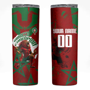 Personalized Morocco Football Skinny Tumbler Atlas Lion Grunge Star Mascot
