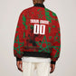 Personalized Morocco Football Sleeve Zip Bomber Jacket Atlas Lion Grunge Star Mascot