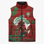 Personalized Morocco Football Sleeveless Puffer Jacket Atlas Lion Grunge Star Mascot