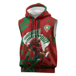 Personalized Morocco Football Sleeveless Zip Hoodie Atlas Lion Grunge Star Mascot