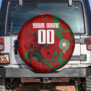 Personalized Morocco Football Spare Tire Cover Atlas Lion Grunge Star Mascot