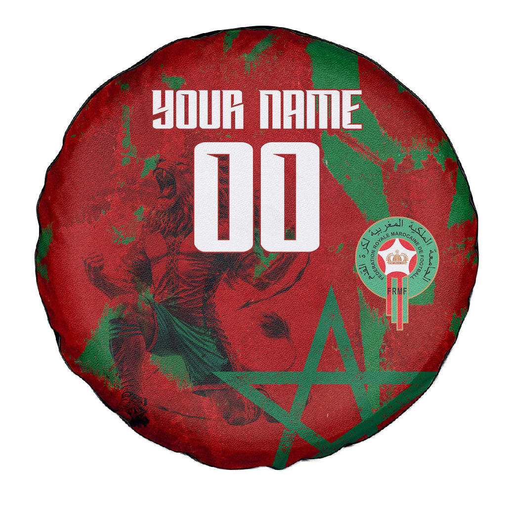 Personalized Morocco Football Spare Tire Cover Atlas Lion Grunge Star Mascot