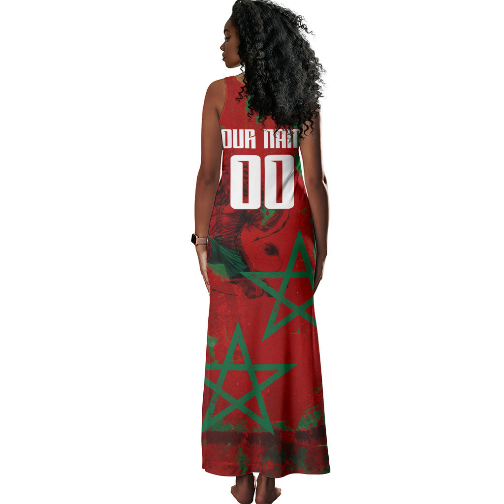 Personalized Morocco Football Tank Maxi Dress Atlas Lion Grunge Star Mascot