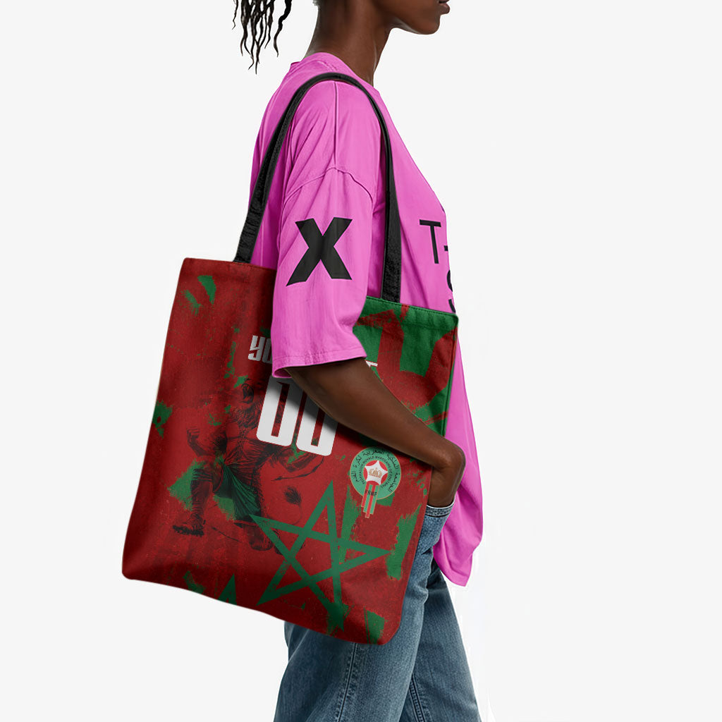 Personalized Morocco Football Tote Bag Atlas Lion Grunge Star Mascot