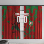 Personalized Morocco Football Window Curtain Atlas Lion Grunge Star Mascot