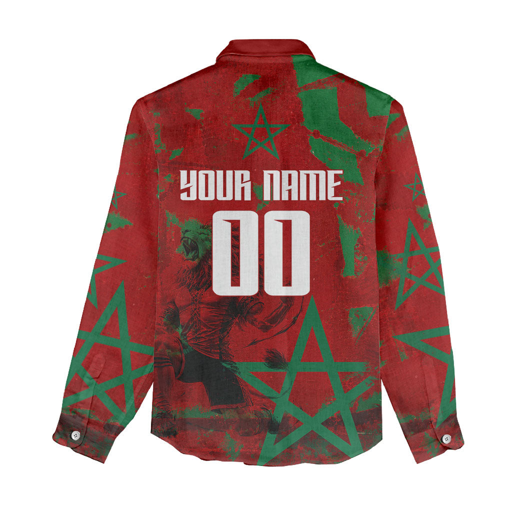 Personalized Morocco Football Women Casual Shirt Atlas Lion Grunge Star Mascot