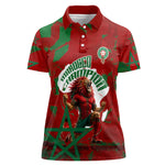 Personalized Morocco Football Women Polo Shirt Atlas Lion Grunge Star Mascot