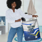 Personalized Curacao Football Marlin Mascot Laundry Basket Caribbean Flag Colors Geometric Blue