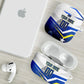 Personalized Curacao Football Marlin Mascot AirPods Case Caribbean Flag Colors Geometric Blue