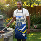 Personalized Curacao Football Marlin Mascot Apron Caribbean Flag Colors Geometric Blue