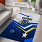 Personalized Curacao Football Marlin Mascot Area Rug Caribbean Flag Colors Geometric Blue