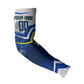 Personalized Curacao Football Marlin Mascot Arm Sleeves Caribbean Flag Colors Geometric Blue