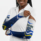Personalized Curacao Football Marlin Mascot Arm Sleeves Caribbean Flag Colors Geometric Blue