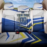 Personalized Curacao Football Marlin Mascot Back Car Seat Cover Caribbean Flag Colors Geometric Blue