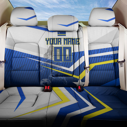 Personalized Curacao Football Marlin Mascot Back Car Seat Cover Caribbean Flag Colors Geometric Blue