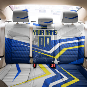 Personalized Curacao Football Marlin Mascot Back Car Seat Cover Caribbean Flag Colors Geometric Blue
