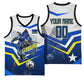 Personalized Curacao Football Marlin Mascot Basketball Jersey Caribbean Flag Colors Geometric Blue