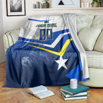Personalized Curacao Football Marlin Mascot Blanket Caribbean Flag Colors Geometric Blue