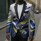 Personalized Curacao Football Marlin Mascot Blazer Caribbean Flag Colors Geometric Blue
