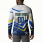 Personalized Curacao Football Marlin Mascot Button Sweatshirt Caribbean Flag Colors Geometric Blue