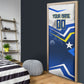 Personalized Curacao Football Marlin Mascot Door Cover Caribbean Flag Colors Geometric Blue