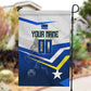 Personalized Curacao Football Marlin Mascot Garden Flag Caribbean Flag Colors Geometric Blue