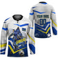 Personalized Curacao Football Marlin Mascot Hockey Jersey Caribbean Flag Colors Geometric Blue