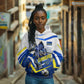 Personalized Curacao Football Marlin Mascot Hoodie Caribbean Flag Colors Geometric Blue