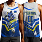 Personalized Curacao Football Marlin Mascot Men Tank Top Caribbean Flag Colors Geometric Blue