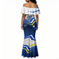 Personalized Curacao Football Marlin Mascot Mermaid Dress Caribbean Flag Colors Geometric Blue