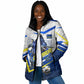 Personalized Curacao Football Marlin Mascot Padded Jacket Caribbean Flag Colors Geometric Blue