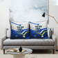 Personalized Curacao Football Marlin Mascot Pillow Cover Caribbean Flag Colors Geometric Blue