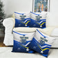 Personalized Curacao Football Marlin Mascot Pillow Cover Caribbean Flag Colors Geometric Blue