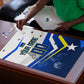 Personalized Curacao Football Marlin Mascot Puzzle Caribbean Flag Colors Geometric Blue