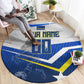 Personalized Curacao Football Marlin Mascot Round Carpet Caribbean Flag Colors Geometric Blue